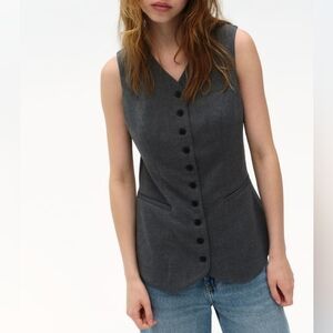 BRAND NEW NWT Gray Longline Button Up Vest XXL
